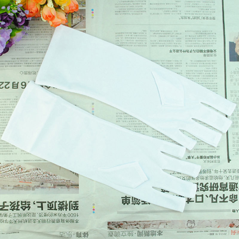 

Nail Art Anti-ultraviolet Open-Toed Gloves White Protection UV Light Lamp Radiation Gel Polish Tips Nail Mittens Tool