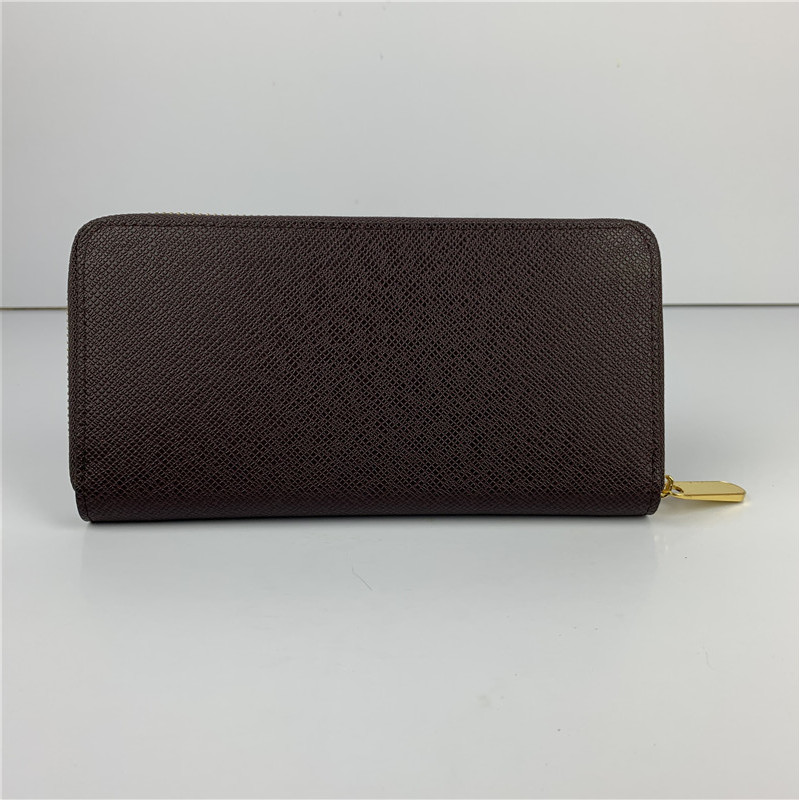 

Women pu leather coffee black white grid wallet female clutch purse ladies classic single zipper wallets long purse 60017 With box, Brown flower without box