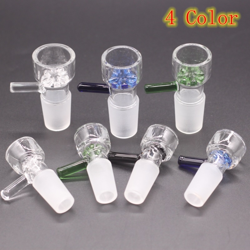 

14mm Bowl and 18mm Male Glass Bowls Hookahs Slide With Blue Green Snowflake Filter For Glass Bongs Water Bong Oil Rigs