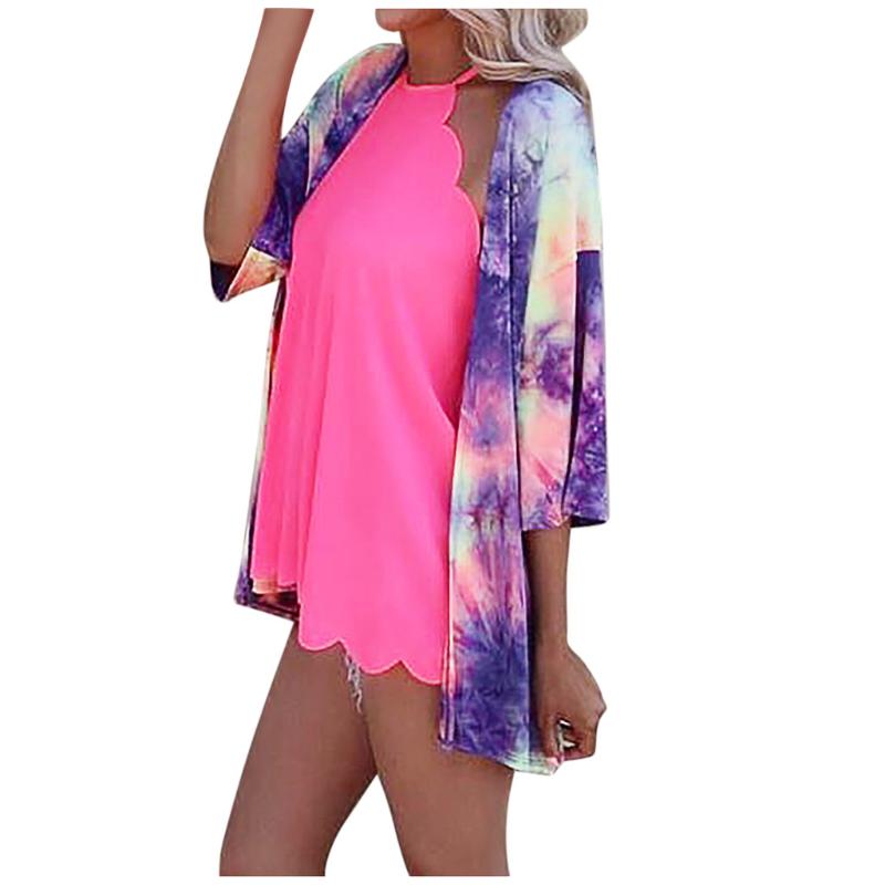 

Women Cover-Ups Printing high quality Chiffon Beach Kimono Long Cardigan Blouse Shawl Smock Tops personality Comfortable
