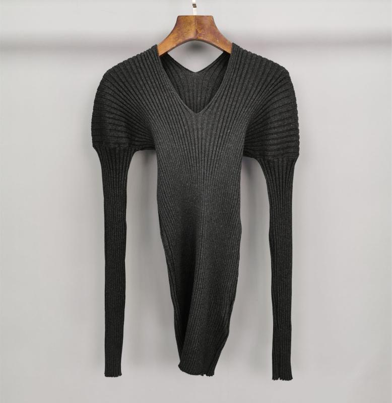 

2019 New Ladies Fashion Long Sleeve Sexy Casual V-Neck Knit Top 1227, Black