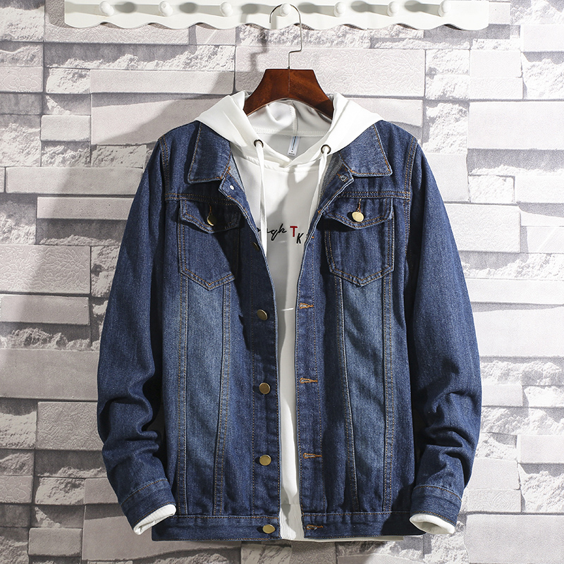 

Men Denim Jacket Nice Fashion Jeans Jacket Coat Male Style Lapel Slim Hole, Blue