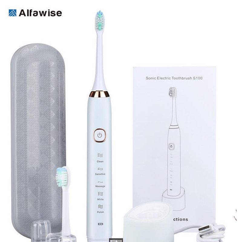 Alfawise S100 Sonic Electric Toothbrush Ultimate Cleaning Whitening Advanced Safeguard Waterproof Oral Health Care Cleaning Tool C18112601-image-435490874
