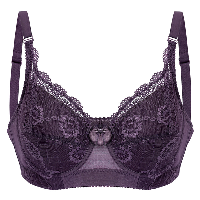 

The new ultra-thin fashion lingerie bra large full cup breathable lace plus size underwear push up bras for women, Black