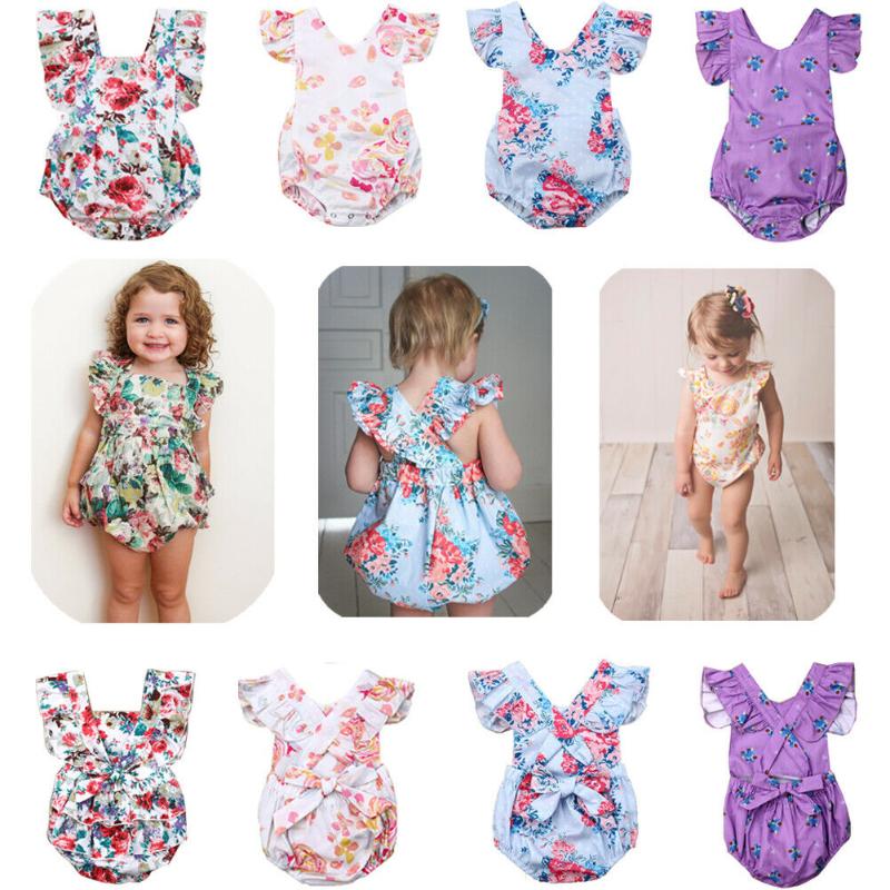 

Summer Baby Bodysuit 0-24M Newborn Baby Girls Flower Summer Clothes Jumpsuit Bodysuit Sunsuit