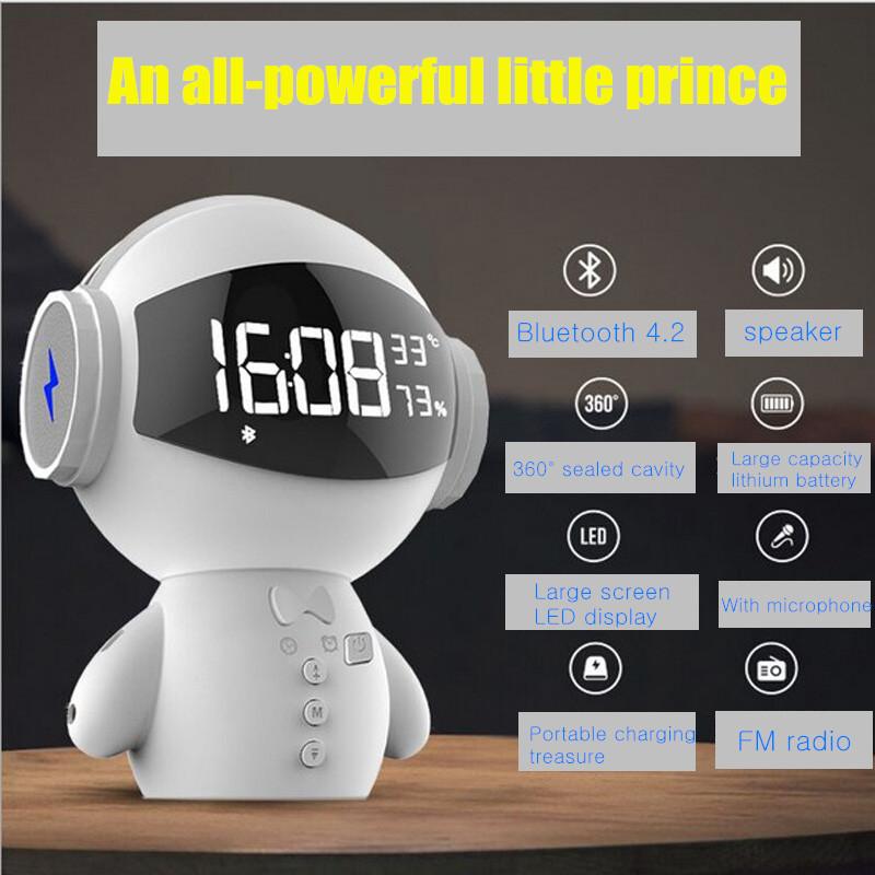 

Hot new clock Bluetooth speaker Portable robot 2 generation multi-function charging treasure K song alarm clock mini microphone audio