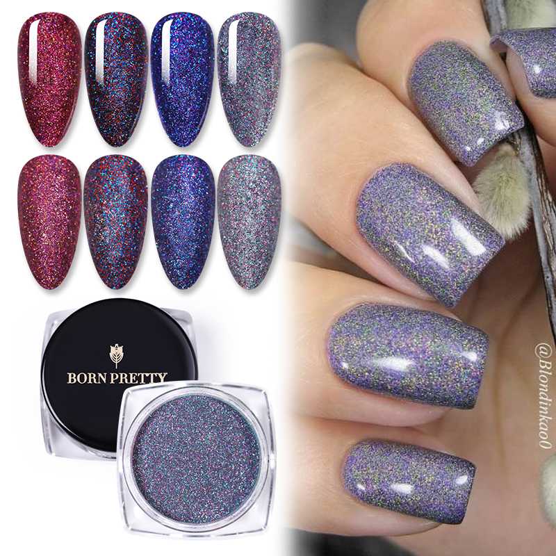 

BORN PRETTY 1g Nail Art Glitter Holo-Laser Shinning Powder No Lamp Cure Nail Pigment Dust Power Natural Dry Decoration Glitter