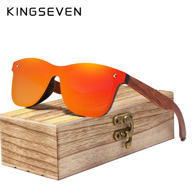

KINGSEVEN Rimless Polarized Wood Sunglasses Men Square Frame UV400 Sun glasses Women Sun glasses Male oculos de sol Feminino Y200619