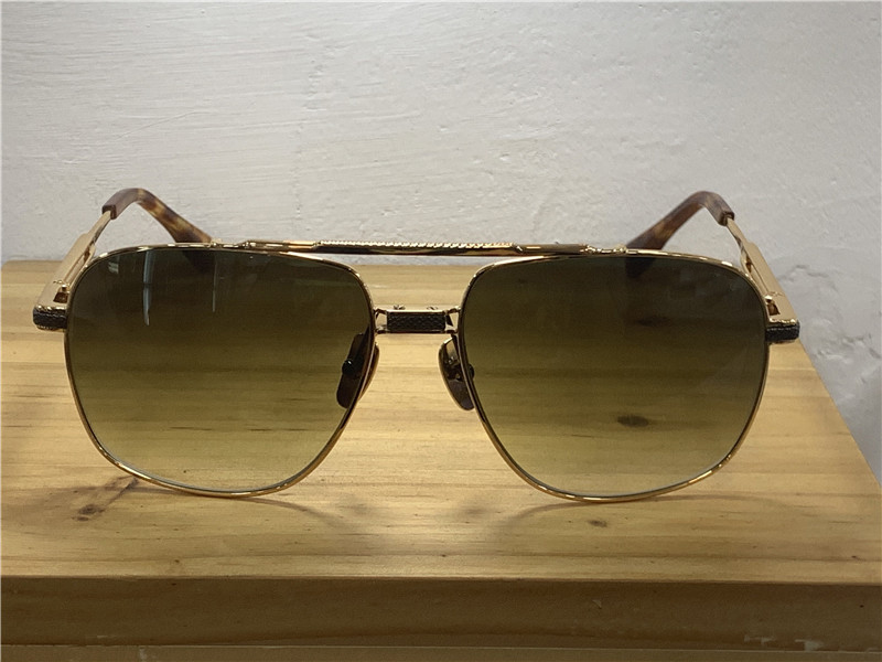 

Vintage Pilot Sunglasses Metal Gold Green Gradient len Sun Shades occhiali da sole Men Sunglasses New with box