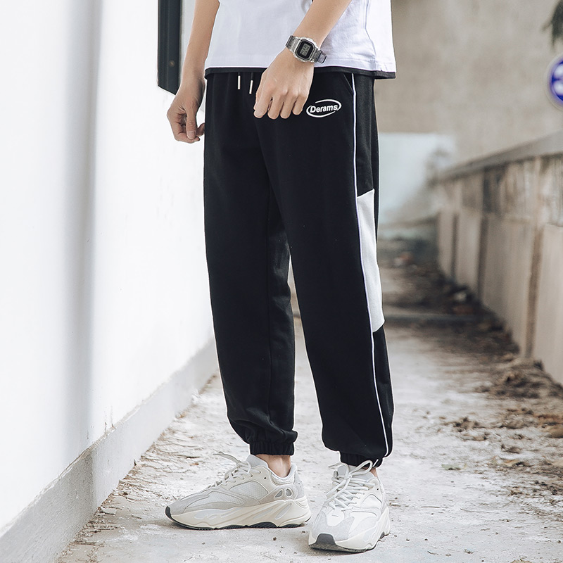 

Loose-Fit Men's Casual Pants Harajuku-Fashion Solid Color Harem Pants Summer New Basketball Jogging Sports Beam Leg, Black