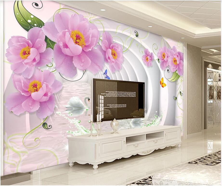 

custom photo 3d wallpaper mural 3d channel trend rose stereo TV background wall painting canvas picture home decoration wall art 3d stickers, Non-woven wallpaper