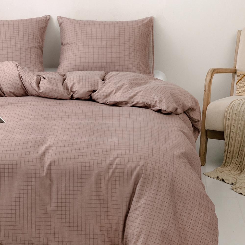 

CANIRICA Bedding Set Pink Linenset Duvet Cover Set Pillowcases Lattice Bedclothes Comforter Bedding Nordic Decor Bed, Lattice-pink