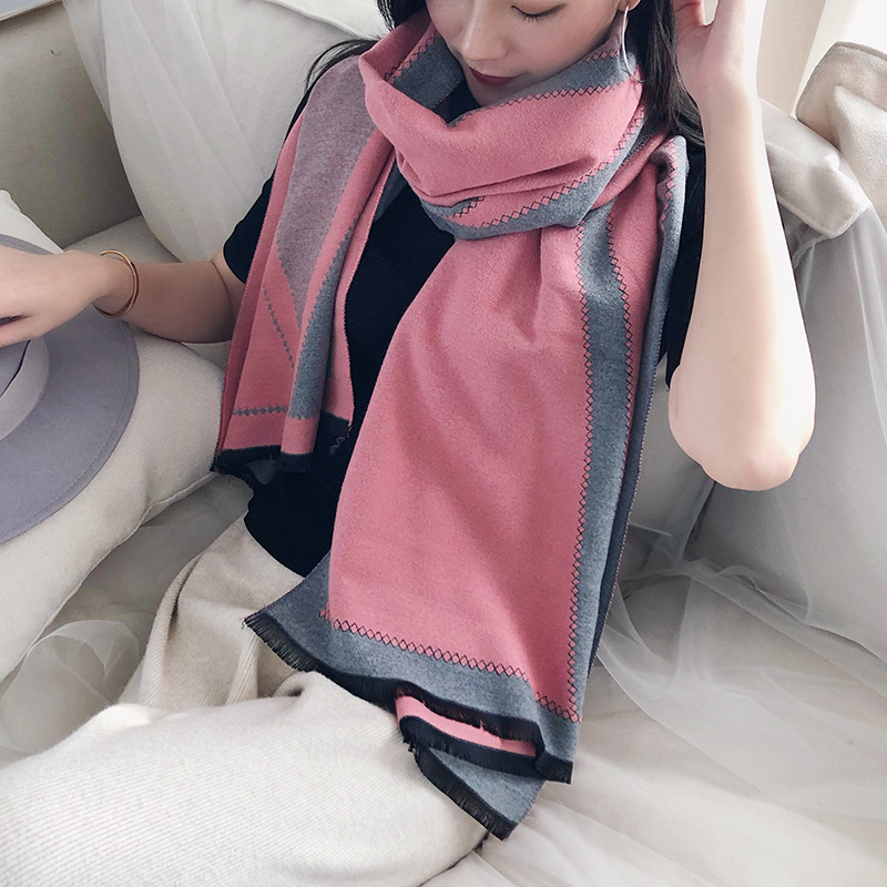 

Wholesale- autumn and winter cashmere scarf female V-shaped warm thick big shawl high quality student scarf