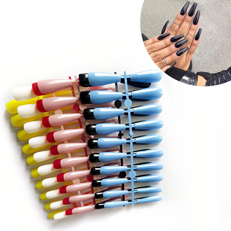 

20pcs 7style Solid Color Long Bright Plastic False Nails European American Trendy Nail Tips Press On Fake Nails Sexy Nail Art, Style3
