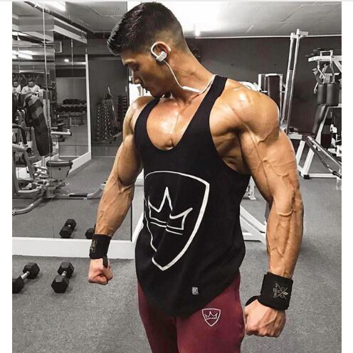 

Casual Summer Gyms Bodybuilding Clothing Fitness Elastic Breathable Tank Top Men Fashion Loose Vest Shirt Men M-XXL, White;black