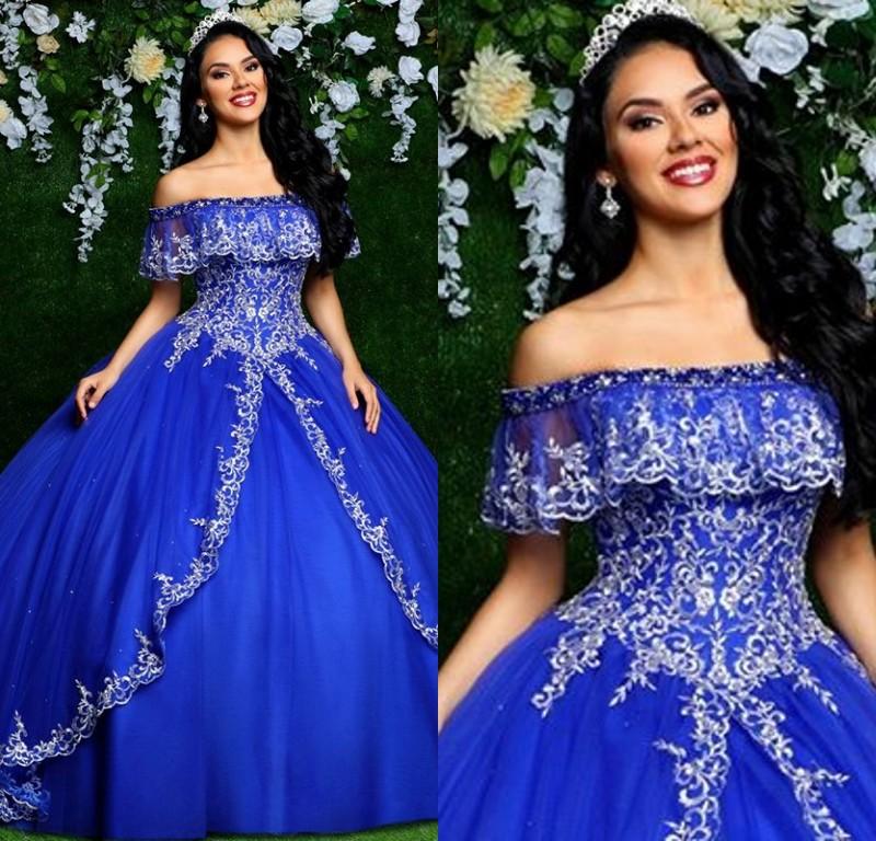 

Princess Royal Blue Quinceanera Dresses 2020 Embroidery Off The Shoulder Corset Back Ball Gown Prom Dresses Sweet 16 Dress trajes de gala, Chocolate