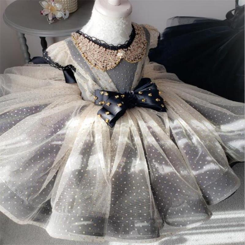 

Cute Short Flower Girls Dresses for Wedding Jewel Neck Short Sleeve Lace Beaded Sequins Toddler Pageant Dress Pearls First Communion Gowns, Royal blue