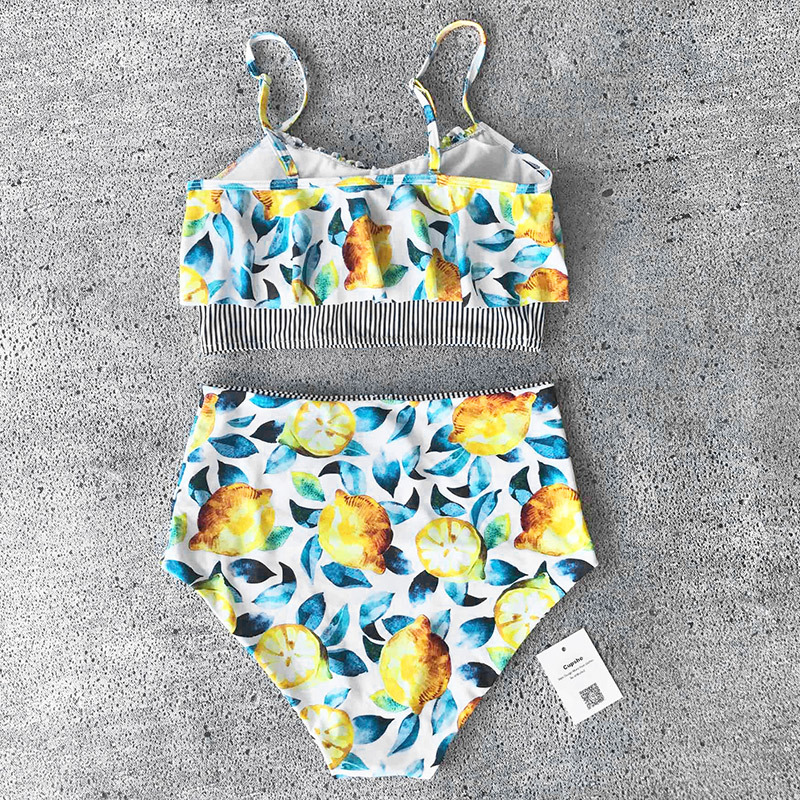 summer lemon falbala bikini set