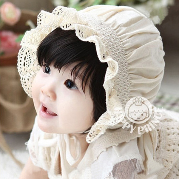 

New 2019 New born Baby Girls Cotton Hats Sun Cap Bonnet Infants Toddler Sunhat Beanies 0-8 Month, Beige