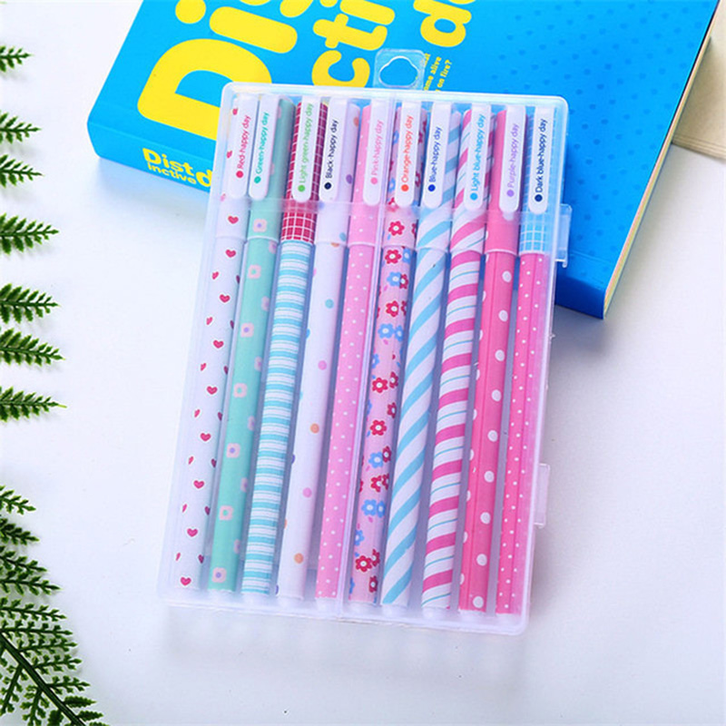 

Kawaii Gel Pencils 6/10 Pcs Colored Ink Pens Set Cute 0.38mm Mini Writing Canetas for Boy Girl Office School Stationery Supplies