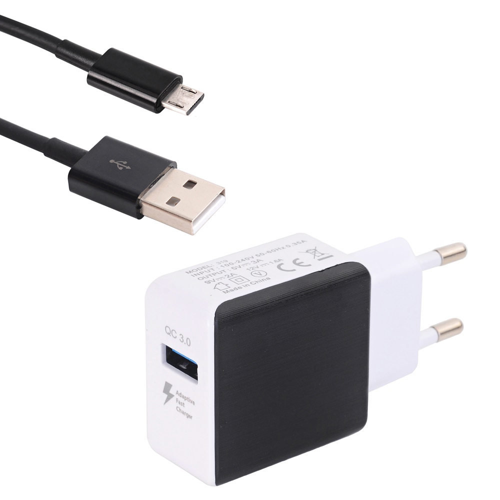 

QC3.0 USB Quick Charger + Quick Charge Micro USB Data Charging Cable 100cm