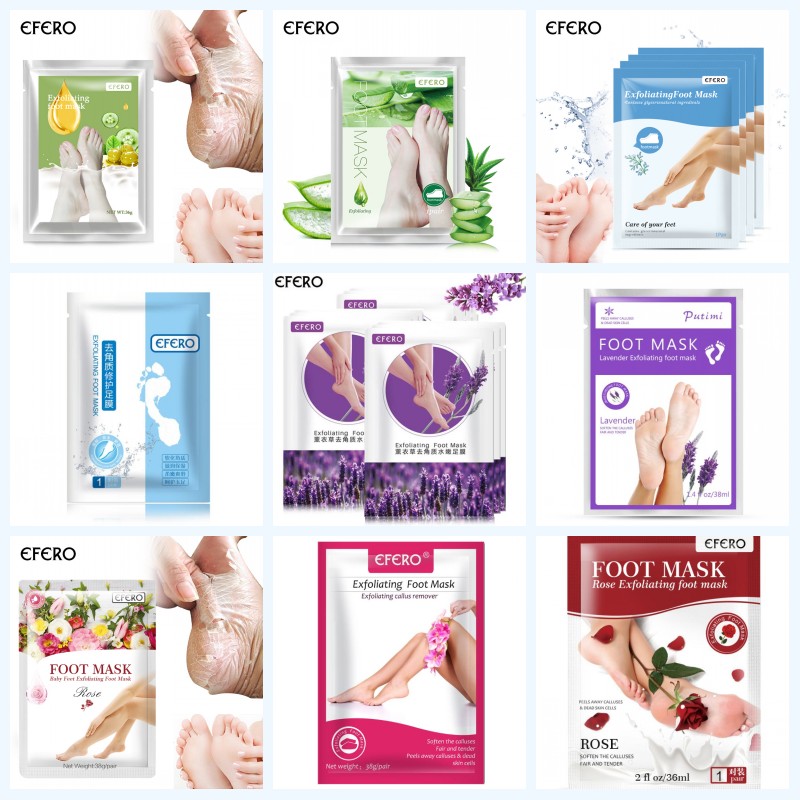 

Efero Exfoliating Foot Mask Pedicure Socks Exfoliation Aloe lavender Feet Mask Remove Dead Skin Heels Foot Peeling Mask