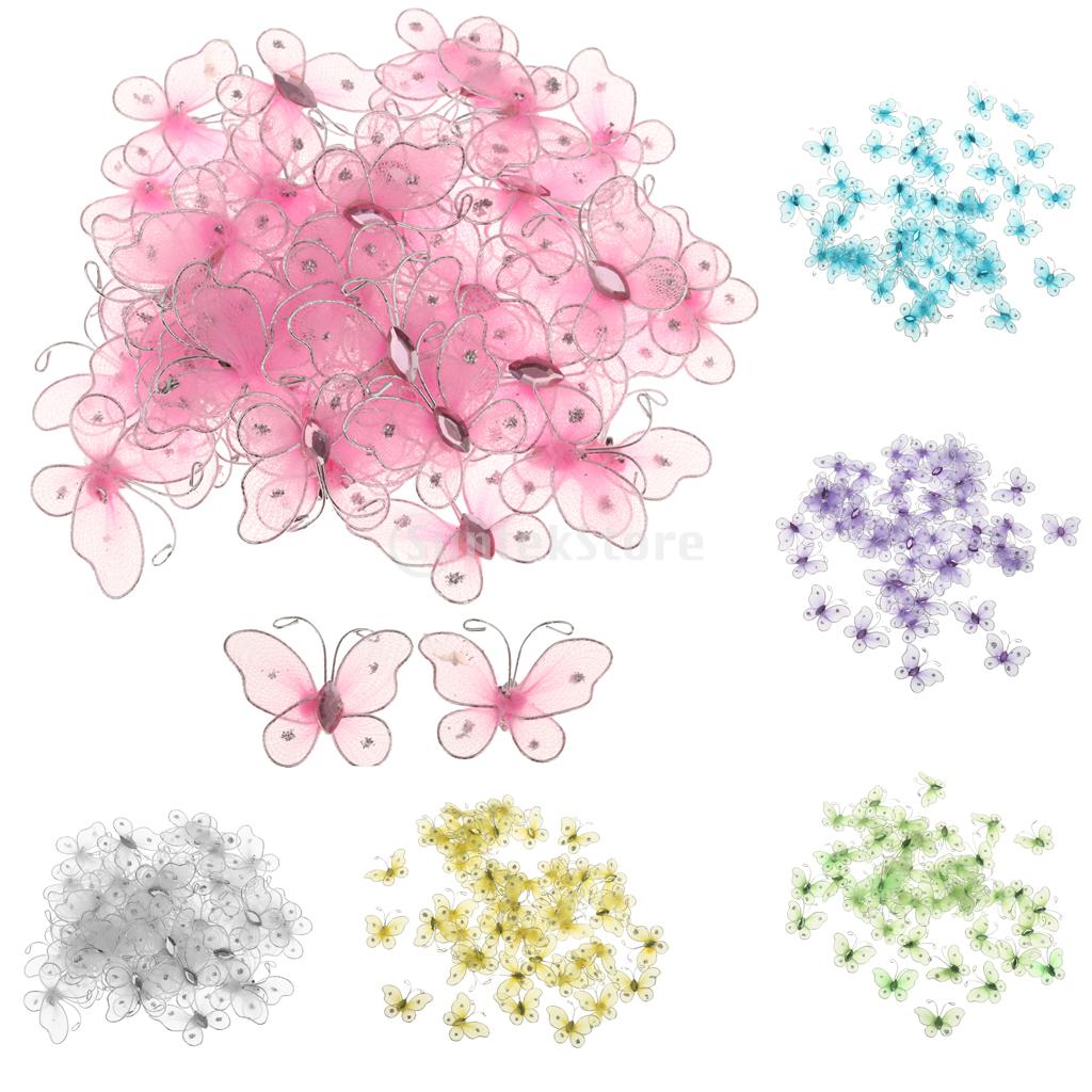 

50Pcs Wired Mesh Craft Stocking Butterflies Wedding Favors Party Decor 2*3.2cm