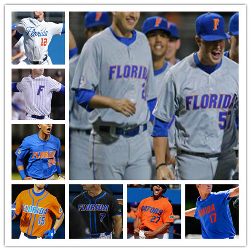 

College Florida Gators Baseball 20 Pete Alonso 37 Jackson Kowar 44 Austin Langworthy 9 Brady Smith NCAA stitched jersey, Black