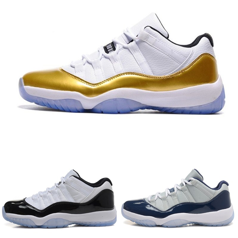

2021 11 Men Basketball Shoes Concord 11s Sport Sneaker Low Metallic Gold Navy Blue White Red Bred 8 Colors Size US 8-12