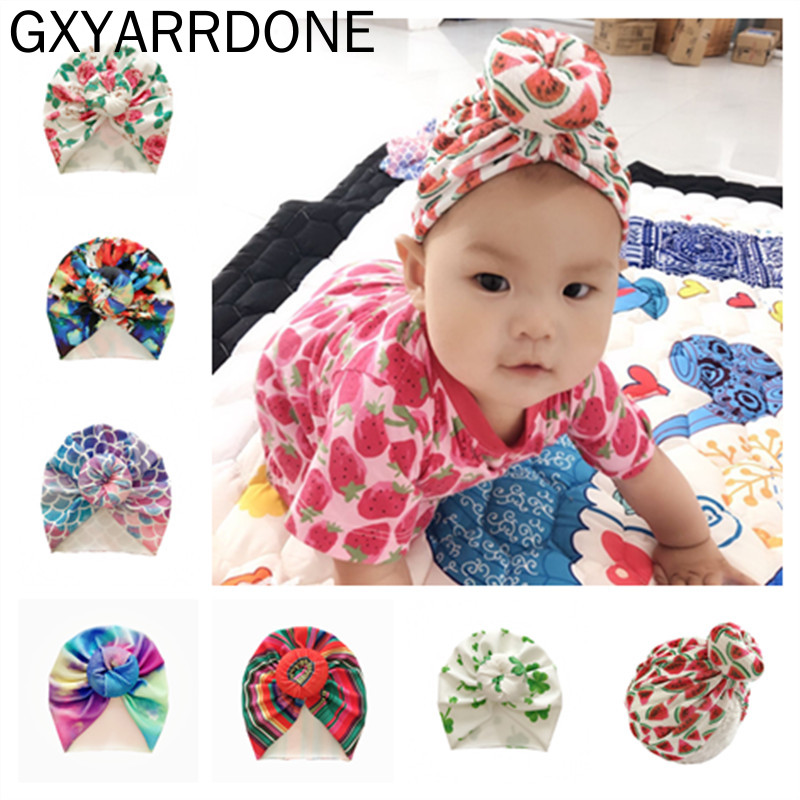 

10pcs 2020 Fashion Donut Baby Hat Cotton Elastic Us Flag Beanie Cap Newborn Baby Headbands Turban Infant Hats Hair Accessories, Clover
