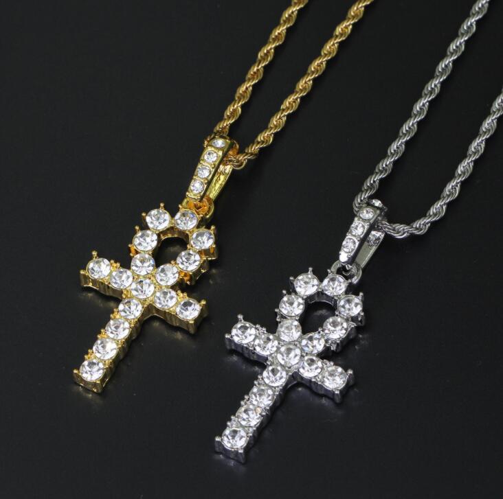 

hip hop Egyptian Cross Pendant necklaces for men women luxury designer mens pendants gold silver chain necklace jewelry gift