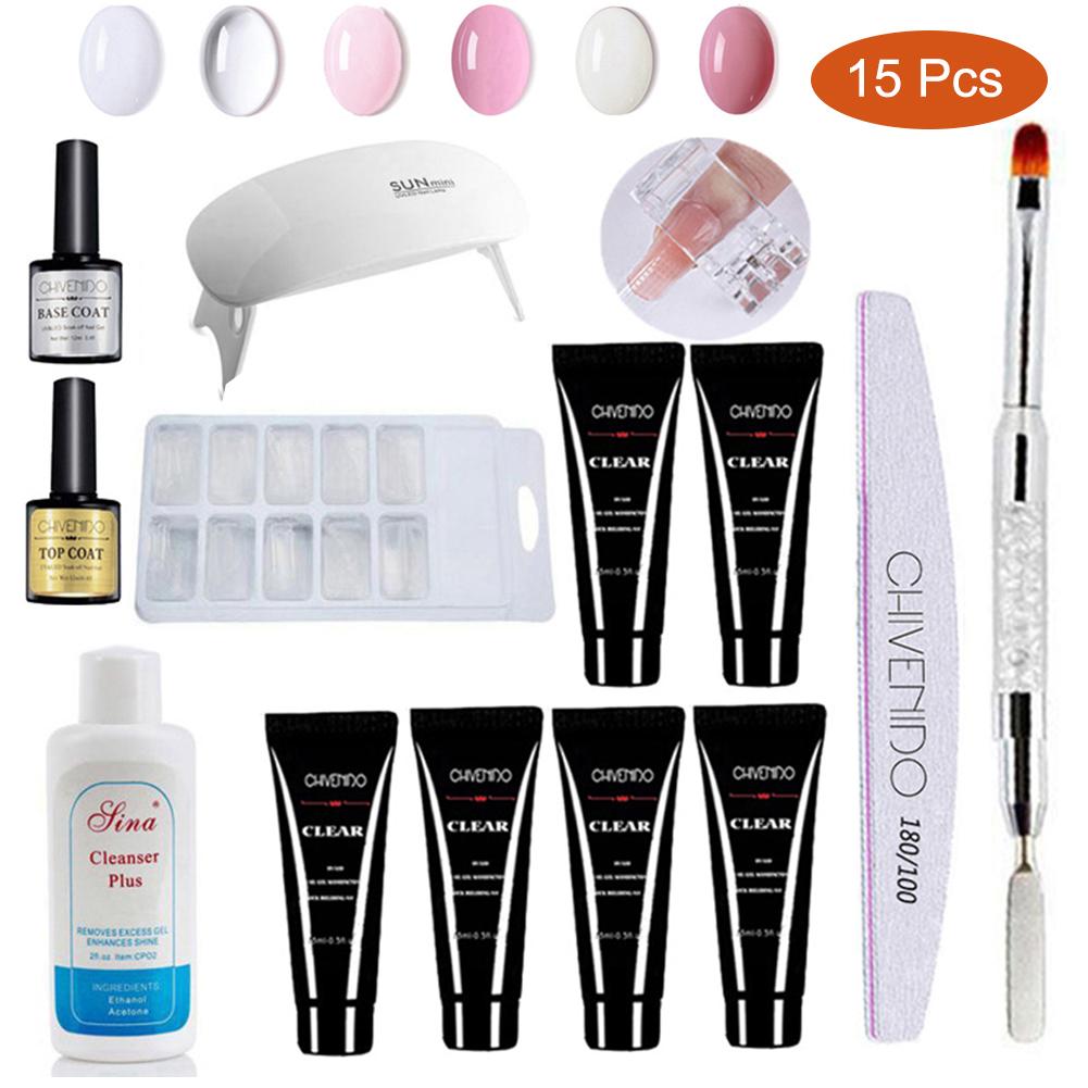 

14PCS Nail Crystal Extension Glue Nail Quick-drying Phototherapy Glue Set Of Extension Quick Drying Set Lamp