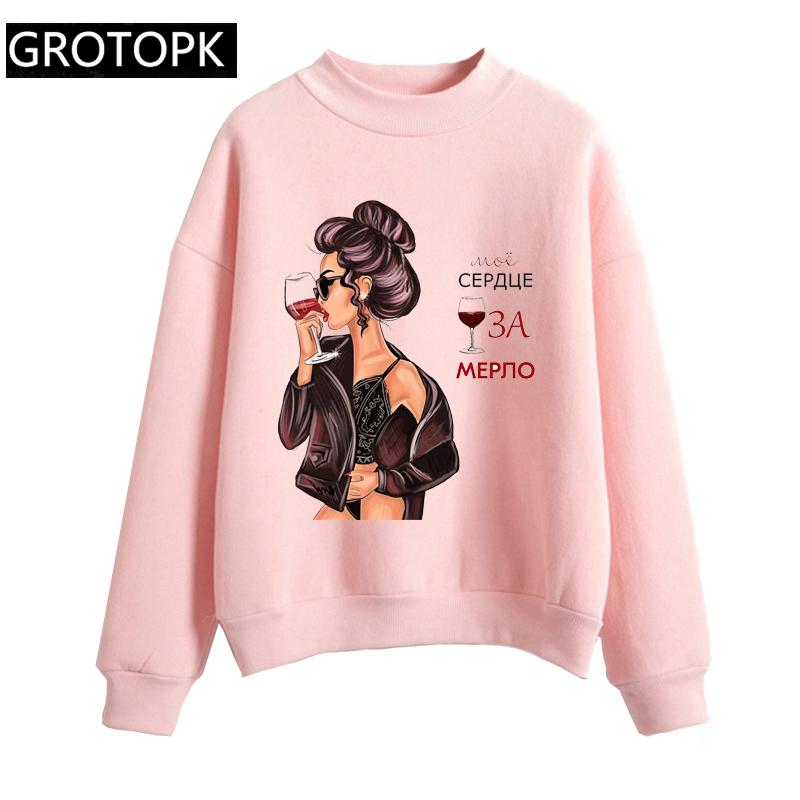 

Women' Hoodies & Sweatshirts Sexy Lady Print Hoodie Sweatshirt Women Fashion Drink Wine Letter Tracksuit Tops Female Causal Long Sleeve Str