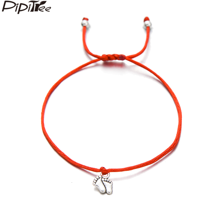

Lovely Family Double Feet Charm Bracelets For Women Men Girls Kids Lovers Lucky Red String Bracelet Jewelry Gift