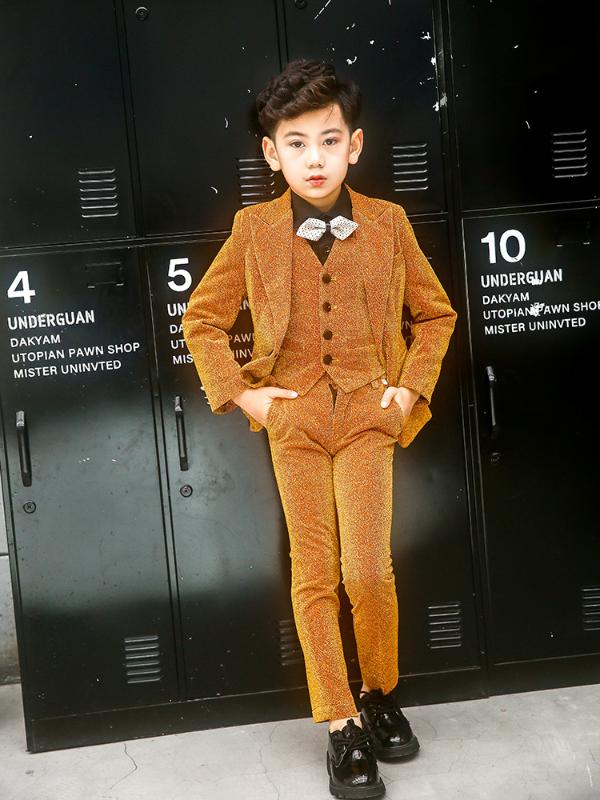 

Boys Suits Blazer Formal Coat Slim Fit For Wedding Party Piano Shiny Boys Dress Outfit Kids Suits, 3pcs