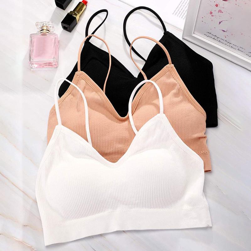

3 Pieces V Neck Bra Sexy Bra Underwear Bas For Women Bralette Seamless Padded Lingerie Wireless Fitness Tops Brassier Bras#W, Black