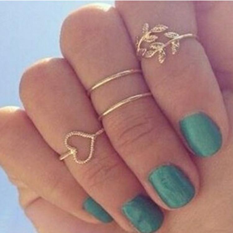 Nuevo 3 PC Vintage Estilo Punk Chapado en Oro//Plata Anillos nudillo anillo Midi De Hoja