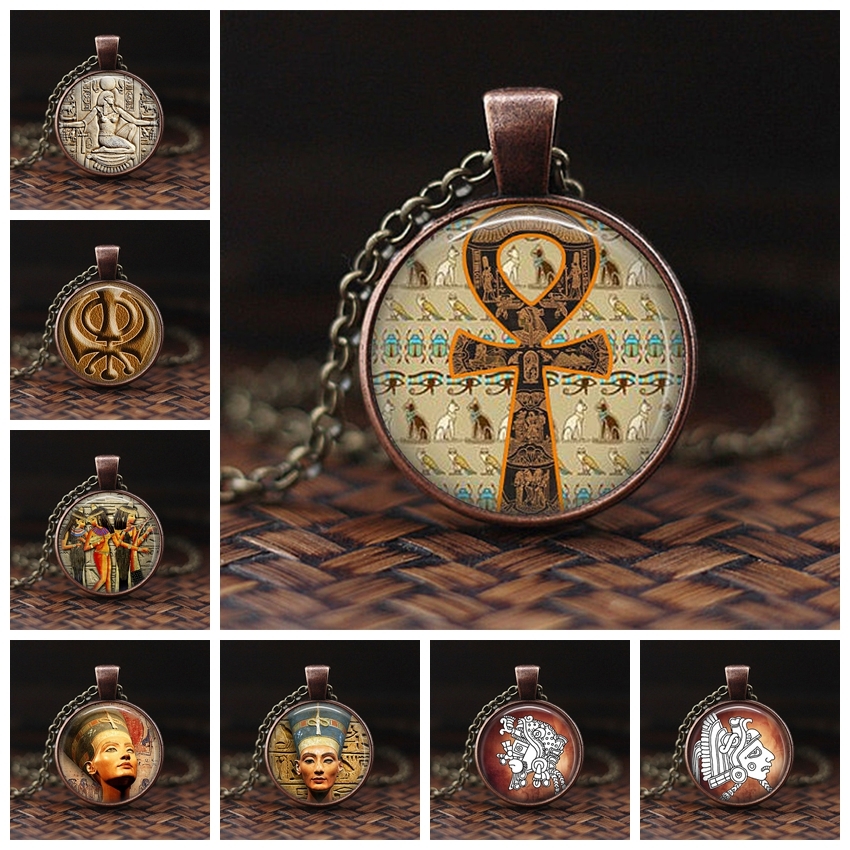 

Egyptian Ankh Necklace Egyptian Ankh Eternal Life Symbol Glass Dome Jewelry Necklace Pendant Ankh Necklace For Women Xmas Gifts
