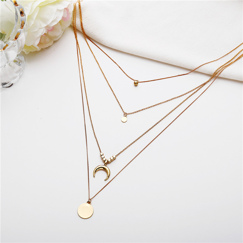 Nouveau collier multi-couches Bohemian Vintage Charm Cercle Collier Pendentif Gold pour Femmes Collier géométrique Colliers Hz
