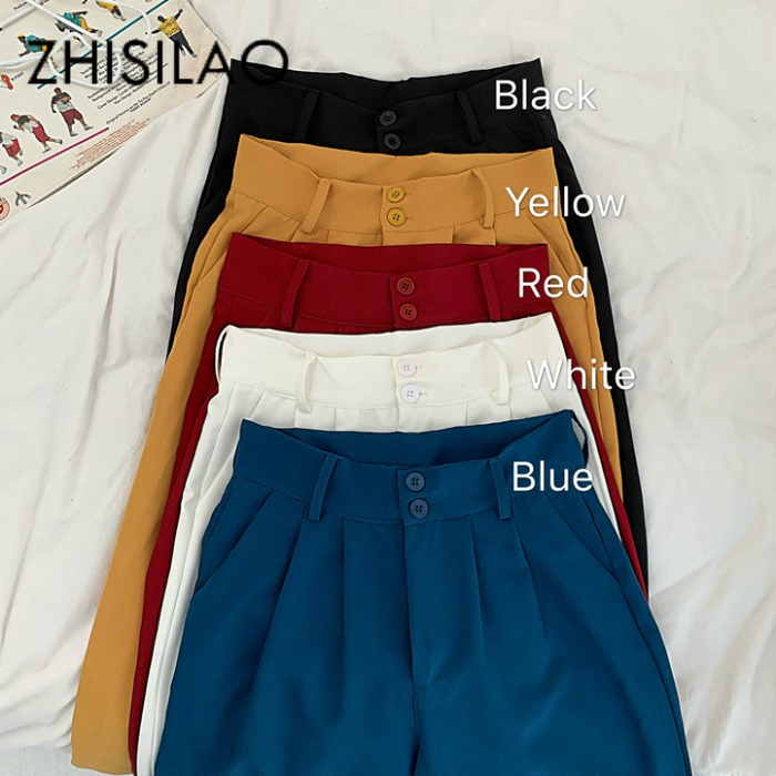 

Loose Wide Leg Pants Women High Waist Straight Trousers Plus Size Solid Vintage Casual Pants Maxi Black White Pantalon Mujer