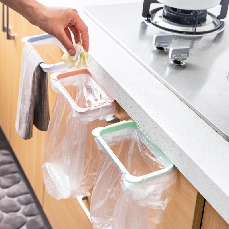 

OTHERHOUSE Trash Bag Holder Hanging Trash Can Garbage Bag Rack Kitchen Rubbish Storage Rack Rag Towel Holder Kitchen Organizer
