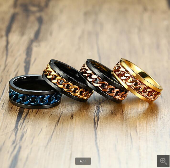 016 Accessoires de style chaud de bouteille de bière en acier inoxydable rotatif bague de célébrité web mâle chaîne en acier titane et bijoux amé