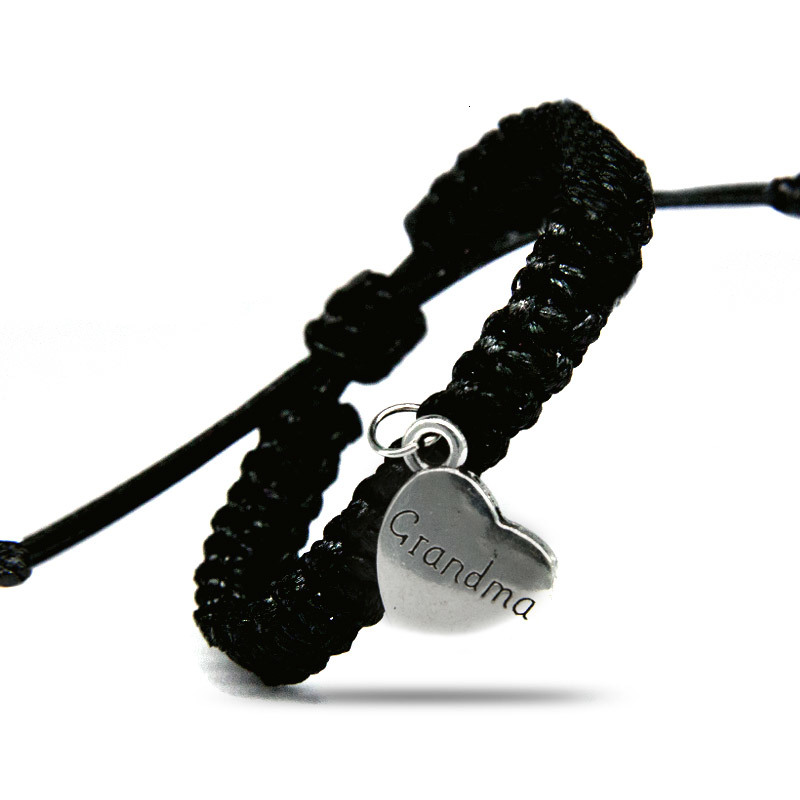 

Grandpa Grandma Charm Bracelets For Women Male With Silver Letters Words Heart Rope Chain Adjust Size Jewelry Gifts Decoration