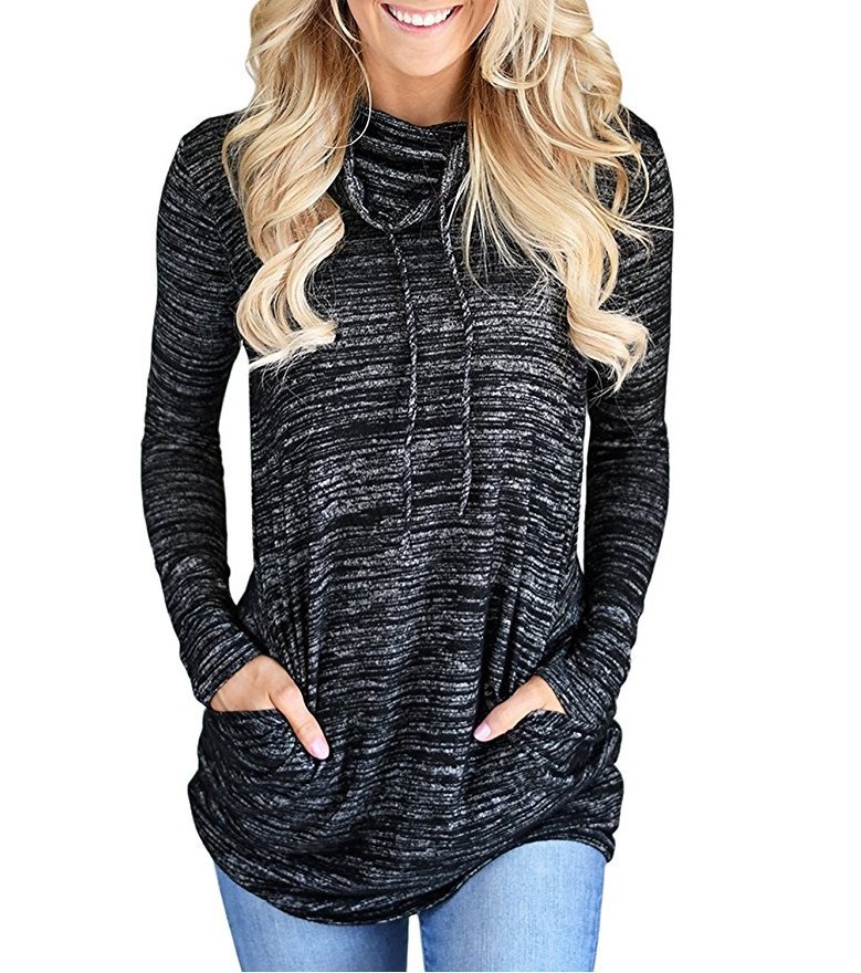 

Hot style - autumn/winter 2019 women' sport wind pile pile collar pocket loose T-shirt for women' fashion, No.1
