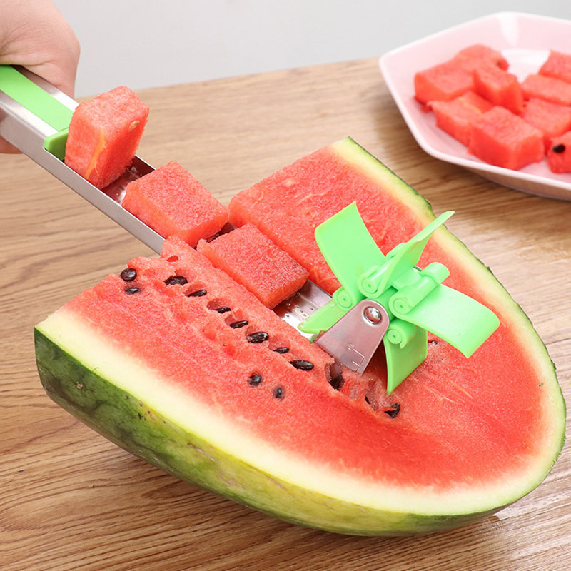 Windmill Watermelon Cutting Stainless Steel Knife Corer Tongs Fruit Vegetable Tools Watermelon Slicer Cutter Kitchen Gadgets-image-461475658