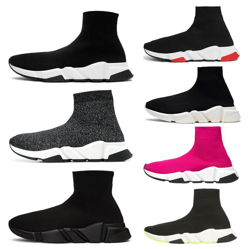 

Cheap men women Casual Shoes Sock Shoes black white red glitter pink mens trainers Runner size 36-45