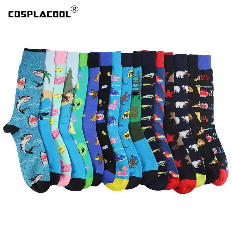 

Creative Bird Squirrel Alien Socks Combed Cotton Funny Socks Men Novelty Design Pizza Crew Skateboard Calcetines Hombre, 24