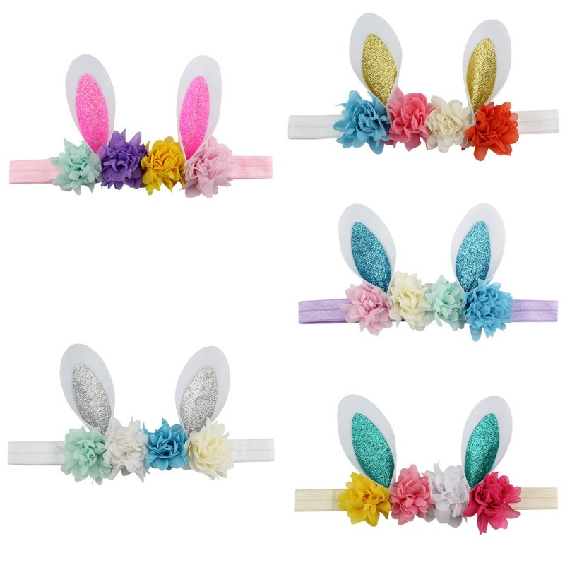 

Kids Easter Headband Flower Rabbit Ear Headband Bunny Sequin Bow Floral Headband Easter Kids Hair Accessories
