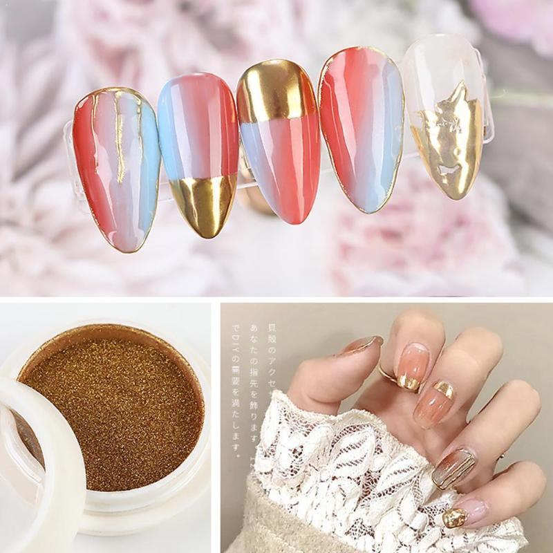 

Mirror Nail Art Glitter Powder Holographic Metallic Decoration Gold Dust Gel Sliver Sequins Nail Pigment Chrome UV D2P2