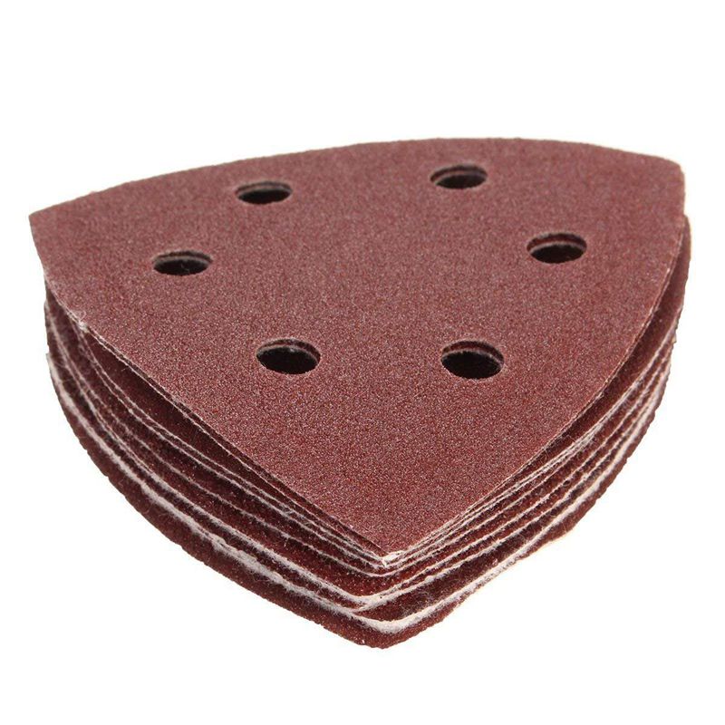 

10x Nylon Delta Sand Paper Pads - 90mm Triangles - 40, 60, 80, 100 & 120 Grit Sanding Sheets